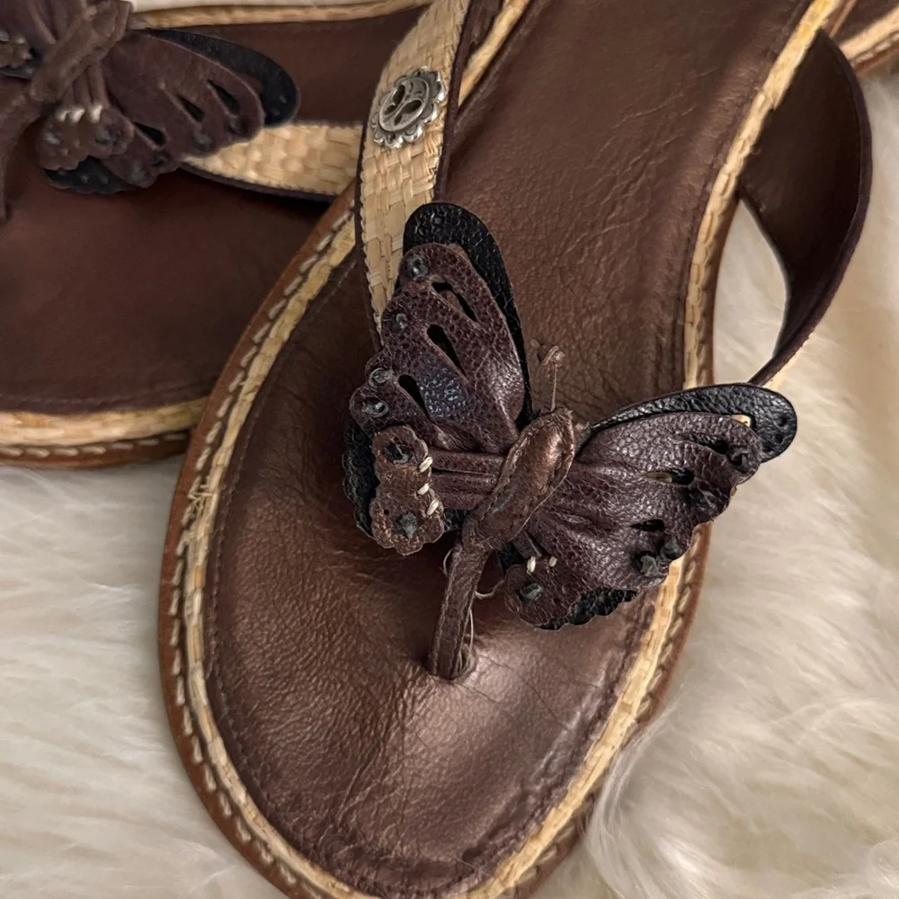Brighton Brown Butterfly Embellished Women's Sandals🔥 - Picture 7 of 10